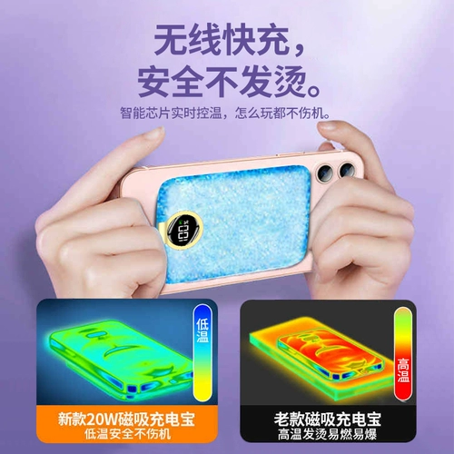 Магнитный беспроводной блок питания 20 Вт, сверхбыстрая зарядка, аккумулятор большой емкости 10000 мАч, ультратонкий компактный портативный аккумулятор 6000, подходит для Apple 13, Huawei vivo, flash charge, iphone 12, Xiaomi xr