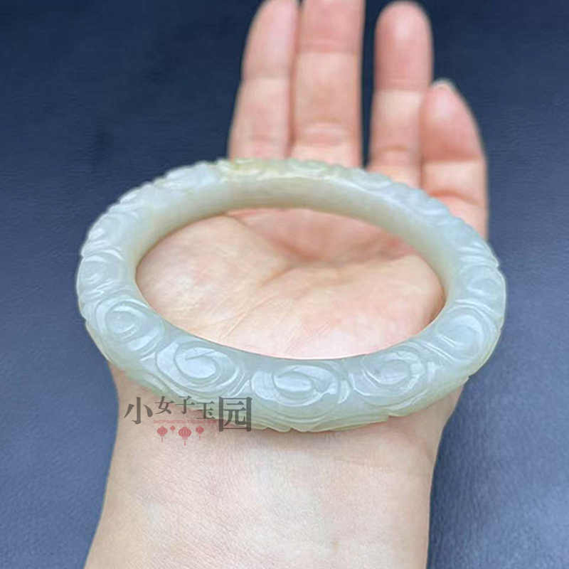 1904SDW2030】中国古董品 清時代 和田玉 手環 手濁 濁子 手彫