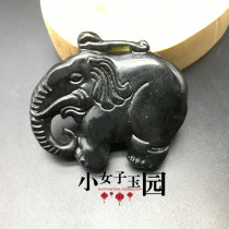 Black green jade auspicious Ruyi pendant for men and women snake pattern jade elephant pendant Taiping Youxiang jade pendant