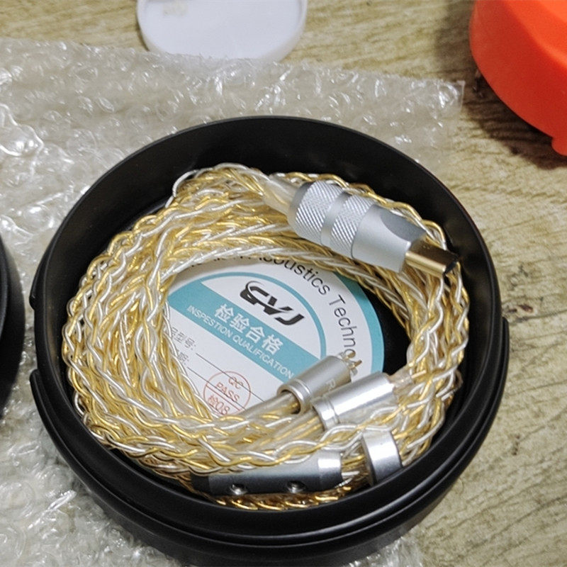 CVJ8 mmcx interface silver-plated headphone cable 0 78mm double-needle headphone cable type-c plug gold and silver mixed