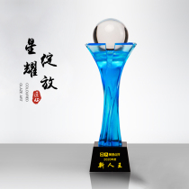 Creative High-end Glazed Trophy Custom Company Annual Meeting Excellent Employees Awards Crystal Resin Atmosphere Commemorative