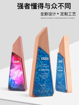 Marble crystal trophy custom-made creative engraving champion color printing big trophy wooden trophy custom high-grade