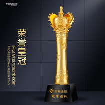 Resin Gold Plated Creative Crystal Glory Crown Trophy Custom Set Up Annual Meeting Awards Staff Insurance Company