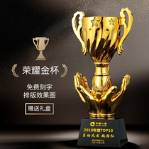 Gold Plated Resin Trophy Medal Custom Crystal for Excellent Employee Annual Meeting Bank Gala Competition Champion