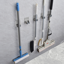 Punch-free mop rack adhesive hook toilet stainless steel wall hanging bathroom rack broom rack card holder storage rack