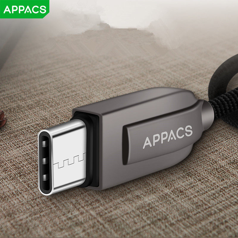 APPACS type-c数据线适用华为p9p10p20pro荣耀v8v9v10乐视1s2小米5x三星s8手机充电器正品原装快充锌合金加长
