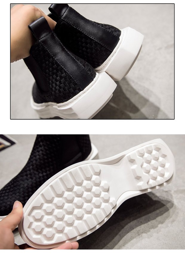 2018 mùa xuân và mùa hè người đàn ông mới của giày người đàn ông Hàn Quốc dệt breathable cao-top giày thường của nam giới dày đế có đế giày thủy triều giày sneaker nam chính hãng