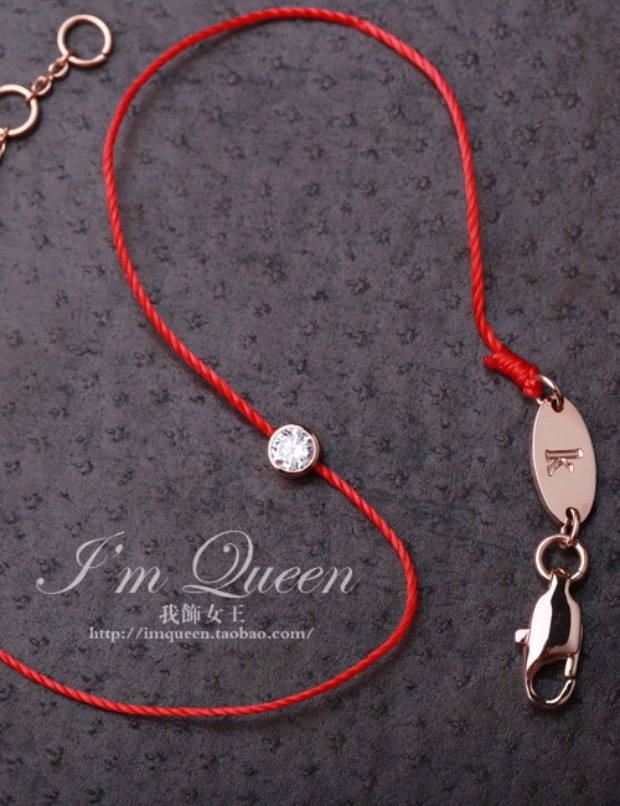 SpongeBob Rose Gold Diamond Single Diamond Fine Red Rope Anklet Nữ Đơn giản Dậu Hàn Quốc Năm dây vận chuyển Red Rope những mẫu lắc chân đẹp nhất
