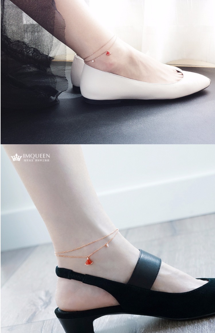 2018 mới mã não đỏ S925 bạc đôi váy đỏ vòng chân nữ sterling bạc cá tính thời trang gợi cảm nữ đỏ vòng chân cho nữ