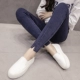 Cộng với phân bón XL phụ nữ bông tuyết eo cao giả quần denim Quần dài co giãn mặc ngoài quần legging béo mm chân quần quần bò nữ đẹp