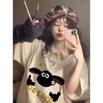 Korean style pregnant womens casual sports style round neck knitted short-sleeved anti-exposure shorts suit Japanese style 2024 summer