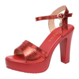 Высокие сандалии, летняя модная красная обувь на платформе, большой размер