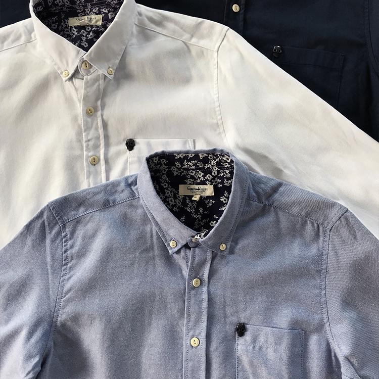 Niche Retro Oxford Fabric Metal Skull Logo Slim-Fit Shirt Couple Style Small Size Plus Small Size Niche Retro Oxford Fabric Metal Skull Logo Slim-Fit Shirt Couple Style Small Size Plus Small Size