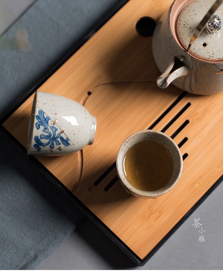 Chén trà màu xanh và trắng Retro Bộ trà vàng Kung Fu Vàng cổ Antique Cup gốm sứ Nhật Bản - Trà sứ bình pha trà thủy tinh có lõi lọc