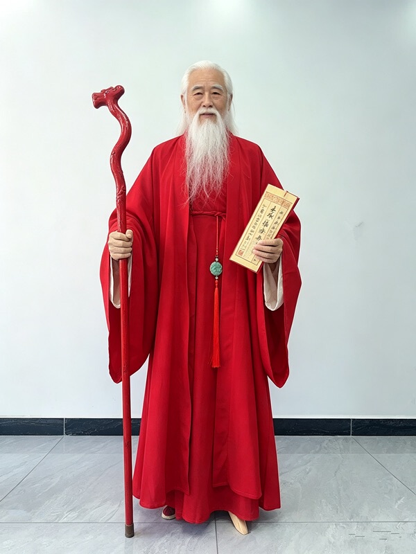 Ancient Red Matchmaker Costume for Men, Hanfu, Qixi Festival, Old Fairy, Taoist Master, Performance Costume for Matchmaker and Fairy