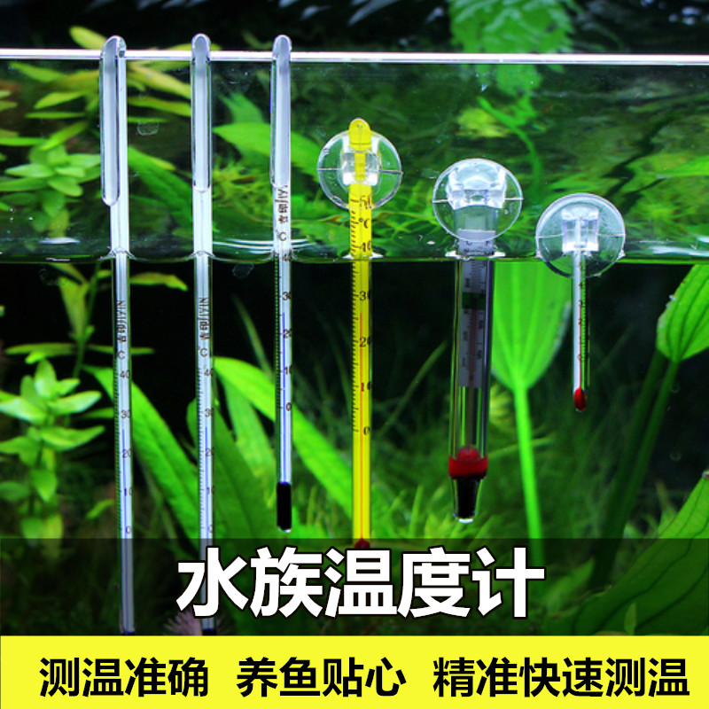 Fish tank Aquarium Grass Cylinder Turtle Tank Sea Water Cylinder Glass Thermometer Table Small Fat Water Temperature Gauge Mini Hook Thermometer