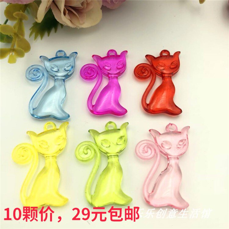 Color imitation crystal transparent hanging hole cat pendant pendant children's beaded accessories children's gem acrylic toys