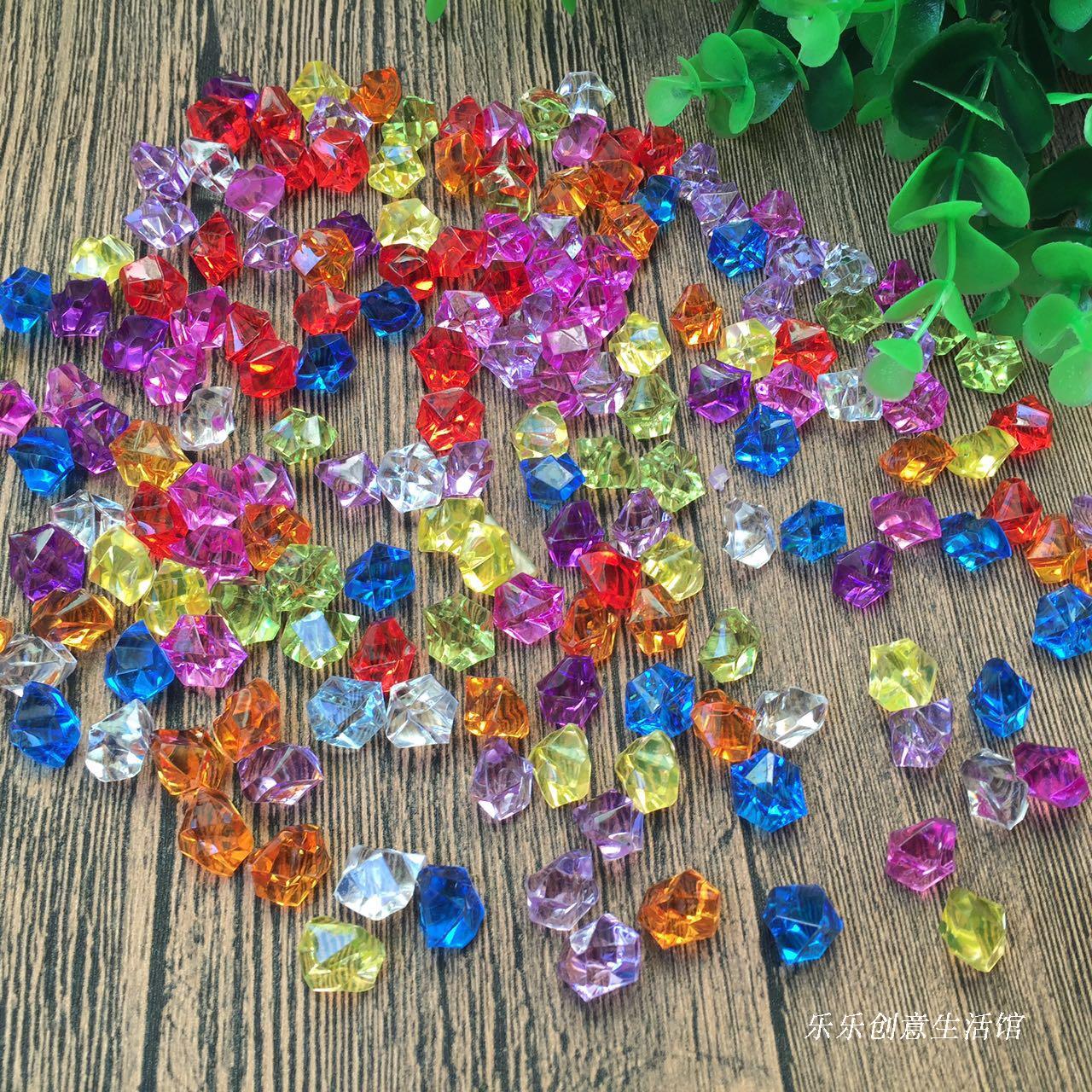 Hole-free acrylic water cryolite 7-coloured bulk pearl diamond painting decorative coloured stone simulation fake ice cubes plastic ice-grain jewel