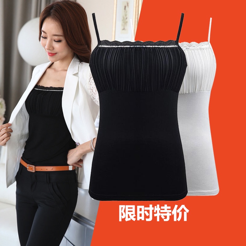 Summer New Style Business Attire Suit with Sexy Pleated Sequin Camisole for Women, Workwear Base Shirt That Looks Slimming