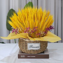 Barley Big Sale Open Flower Basket Real Flowers Gold Yellow Gold Barley Spike Dry Flower Bottle Parable with good swing piece chaemiao