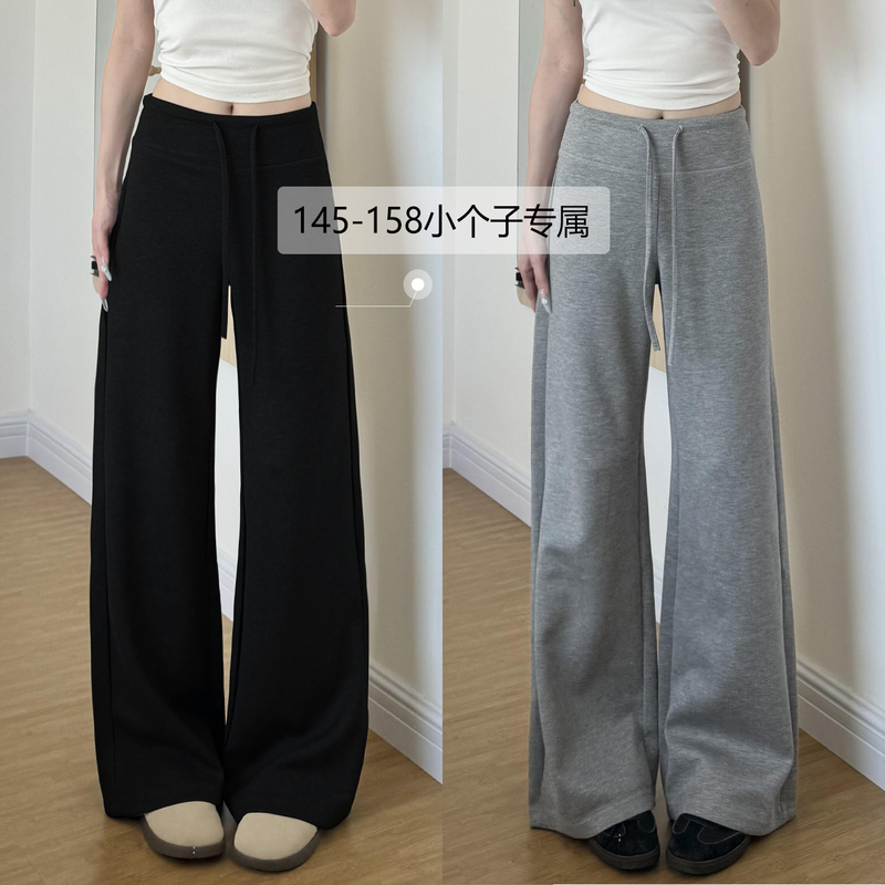 150cm Petite Women's Spring Style American High-Waisted Lazy Style Modal Straight-Leg Casual Pants, Cropped Length, Size XS