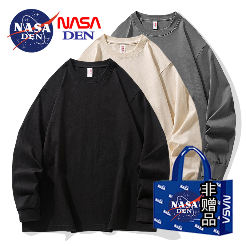 NASA's joint fall weighs in pure cotton long sleeve T-shirt for men's small crowd with wind blouses 100 for men and women with the same blouse-Taobao