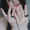 Ins Korean blogger's same style black velvet open ring mesh texture design stacking ring