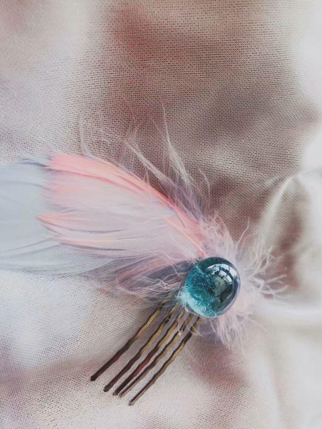 Hanfu qipao handmade hairpin embroidered with embroidered embroidered lace with cat hair clip and sea head decorated with cute teenage girl full 29