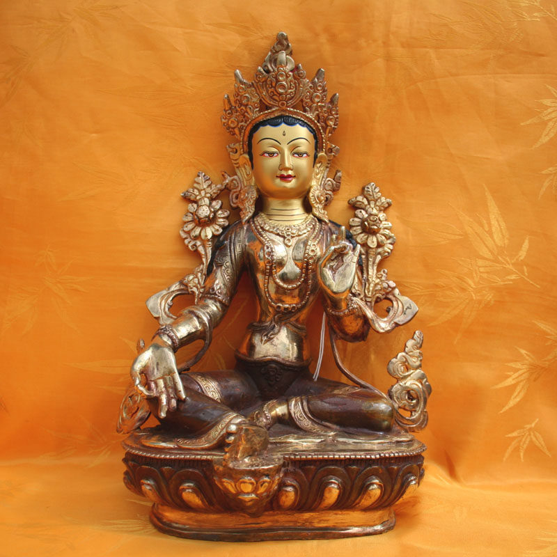 B10 Nepal gold hand - made copper green female statue of the feral - female copper statue in Tibet high 32 audio wire assembly