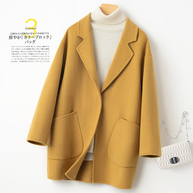 20 autumn new double-sided cashmere coat women's mid-length high-end Korean version small woolen coat woolen short