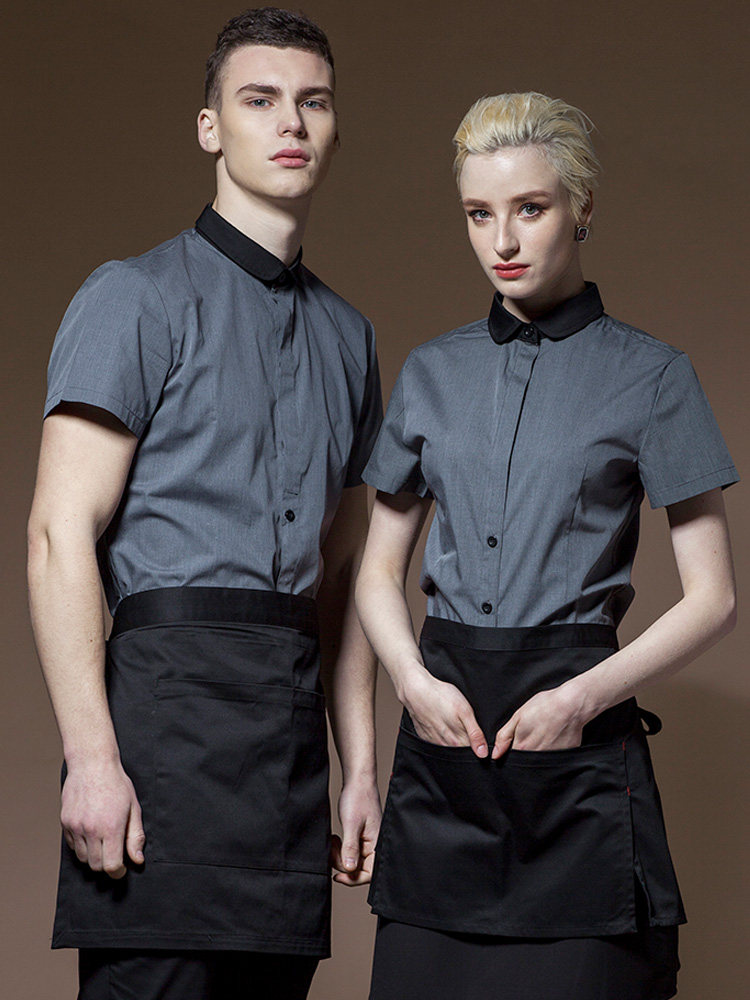 Waiter work clothes Short-sleeved men's and women's hotel cafe restaurant catering uniforms Long-sleeved waiter clothes spring and summer clothes