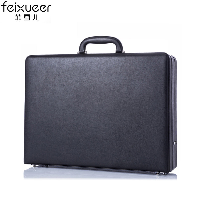 Filet Bull Leather Suitcases High-end Briefcase Retro Cryptobox Business Pen Electric Bag Cashbox Safe Deposit Box