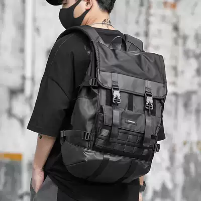 Double shoulder bag men's Tide brand large capacity function wind backpack leisure travel college students school bag fashion trend computer bag
