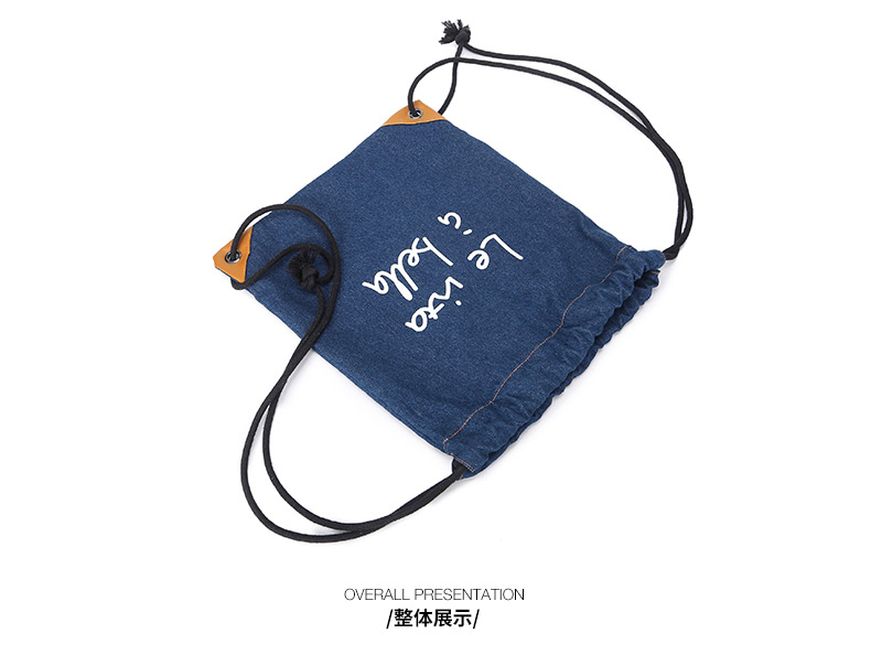 Ba lô denim Dây rút dây rút Sinh viên Ba lô Lady ngoài trời Thể dục Thể hình Túi đào tạo Túi leo núi balo công sở nữ