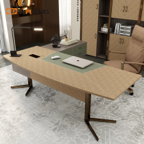 Boss executive desk office desk background cabinet computer table and chair seat combination home study retro solid wood