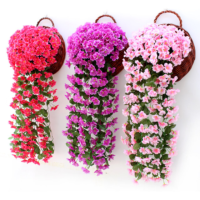 Simulated violet wall hanging hanging orchid large hydrangea fake flower plastic flower silk flower rattan balcony decoration