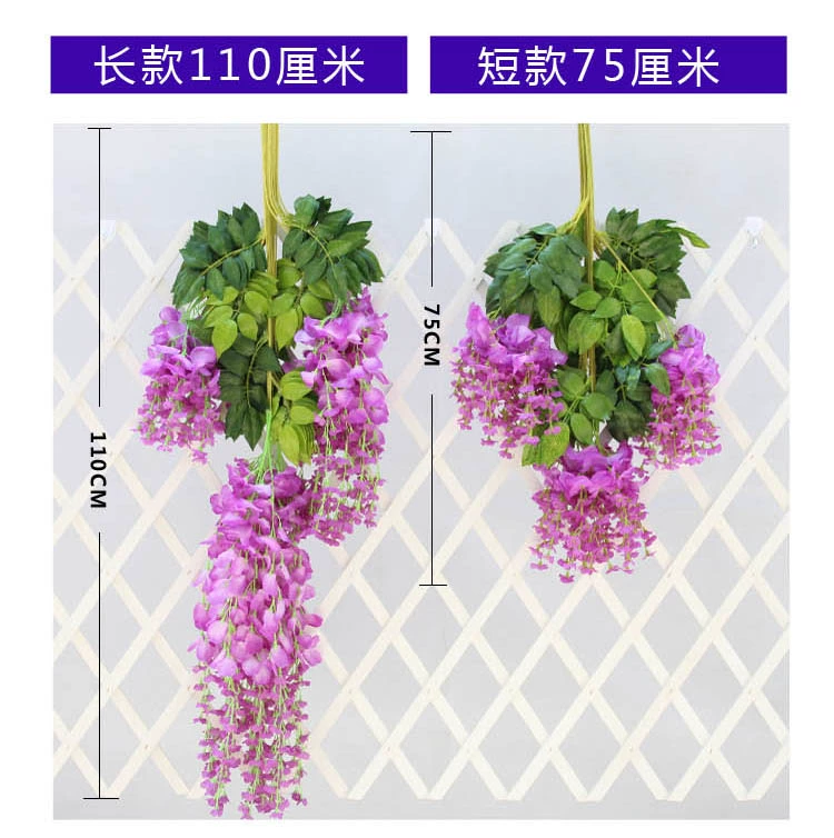 Mô phỏng Wisteria Hoa Bean Bean Chuỗi Violet Nhựa Silk Hoa Trang trí Vine Vine Trần Hoa Wedding Fake Hoa Mây - Hoa nhân tạo / Cây / Trái cây