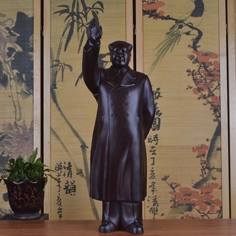 Ebony wood carving leader Mao Zedong ornaments whole body waving Chairman Mao like living room office business mahogany crafts