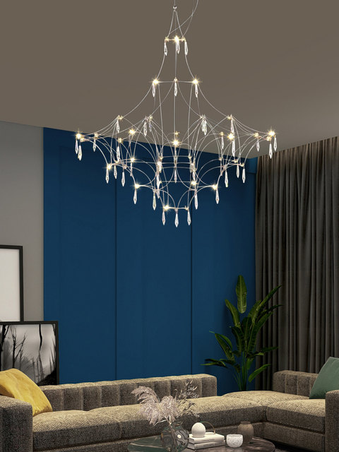 Postmodern Light Luxury Living Room Crystal Firefly Chandelier Restaurant Bedroom Creative Hotel Branch Staircase Chandelier Nordic Style