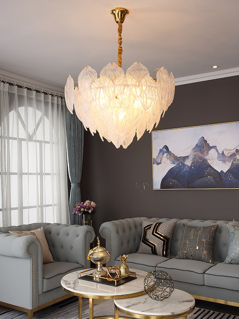 Postmodern Personalized Leaf Living Room Chandelier Scandinavian Accessible Luxury Lighting Creative Warm Romantic Bedroom Suction and Hanging Dual-Use Lamp