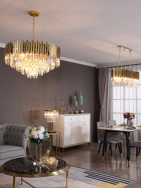 Suction and ceiling light luxury crystal chandelier, post-modern living room lamp, dining room lamp, luxury bedroom entrance hall ceiling lamp