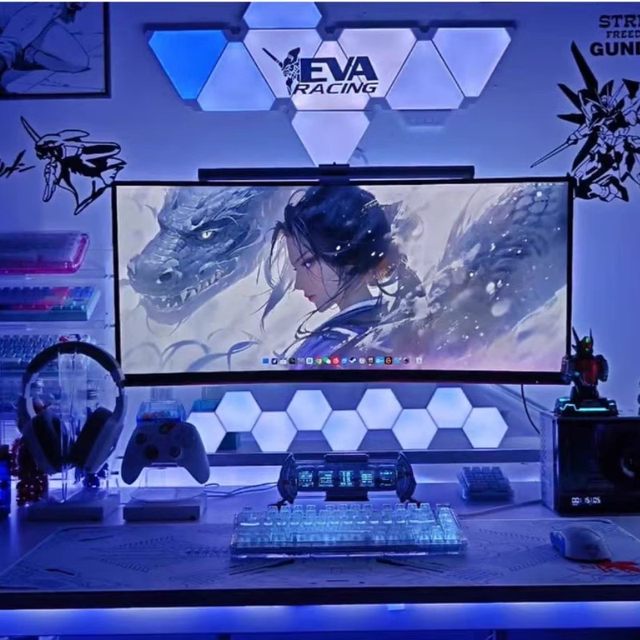 E-Sports Atmosphere Light, Smart Light Panel, Background Wall, Quantum Light, Voice Control, Sensor Remote Control, Hexagonal Honeycomb Bedroom Wall Light