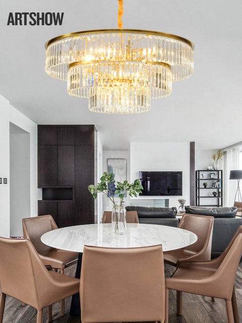 Postmodern Light Luxury Multi-Layer Crystal Dining Room Chandelier, Living Room Lamp, Bedroom Minimalist Lighting, Trendy and Elegant Light Luxury Italian Style