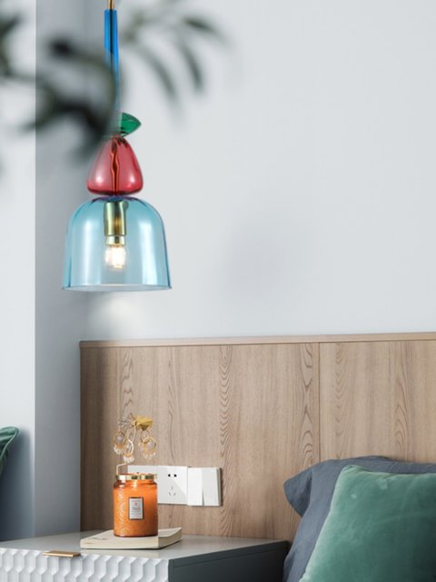 Scandinavian ins Style Colorfulful Single-Head Glass Chandelier Post-Modern Simple Retro Normcore B&B Restaurant Bar Chandelier