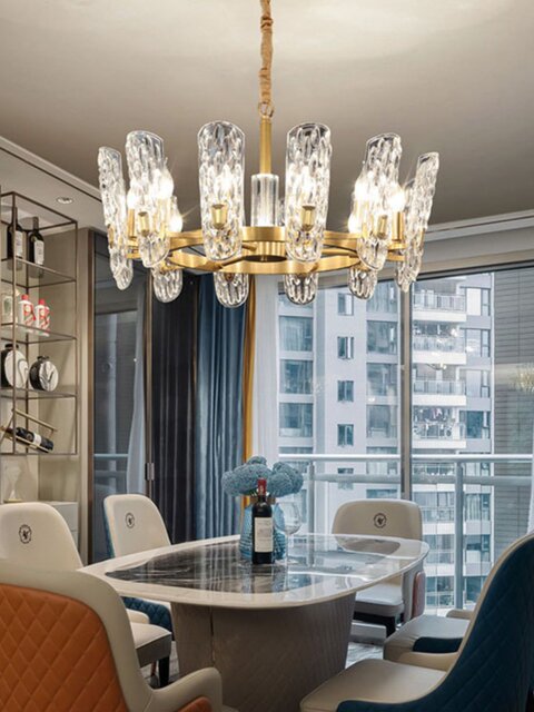 Light Luxury Crystal Home Lighting for Living Room and Dining Room, Simple Modern Style for Duplex Lobby, American-Style Dining Room, Horizontal Villa Lighting Fixtures