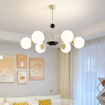 French Bauhaus Living Room Lamp, Modern Minimalist Designer Cream Style Vintage Magic Bean Chandelier, Bedroom and Dining Room Lighting Fixtures