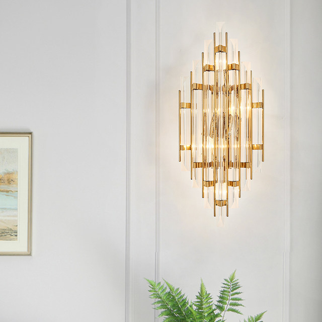 Postmodern Minimalist Creative Light Luxury Crystal Wall Lamp for Villa, Hotel, Project, Corridor, Staircase, Bedroom, Bedside, Background Wall