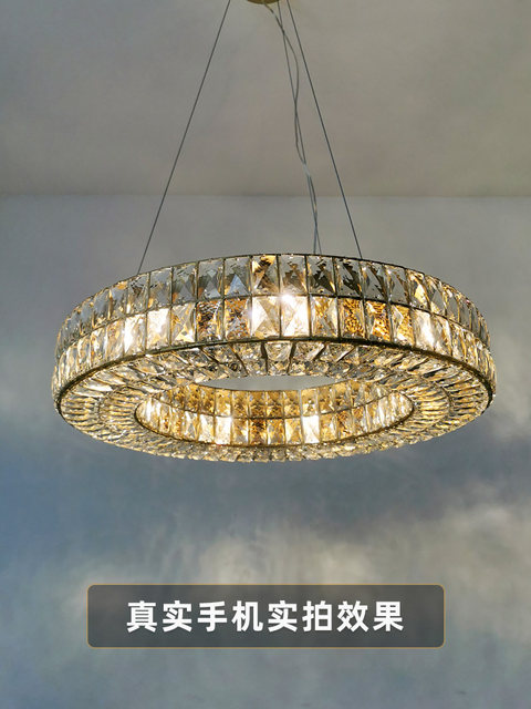 Postmodern Light Luxury Chandelier for Living Room, 2025 New Model, Modern Minimalist Style, Elegant Circular Crystal Chandelier