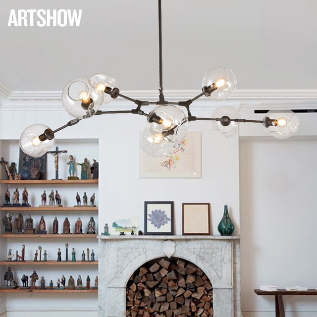 Postmodern Minimalist Creative Living Room Chandelier, Magic Bean Molecular Lamp, All-Copper Bubble Ball, Stylish Loft Personality Lighting