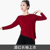 Y907 Винный красный топ с длинным рукавом